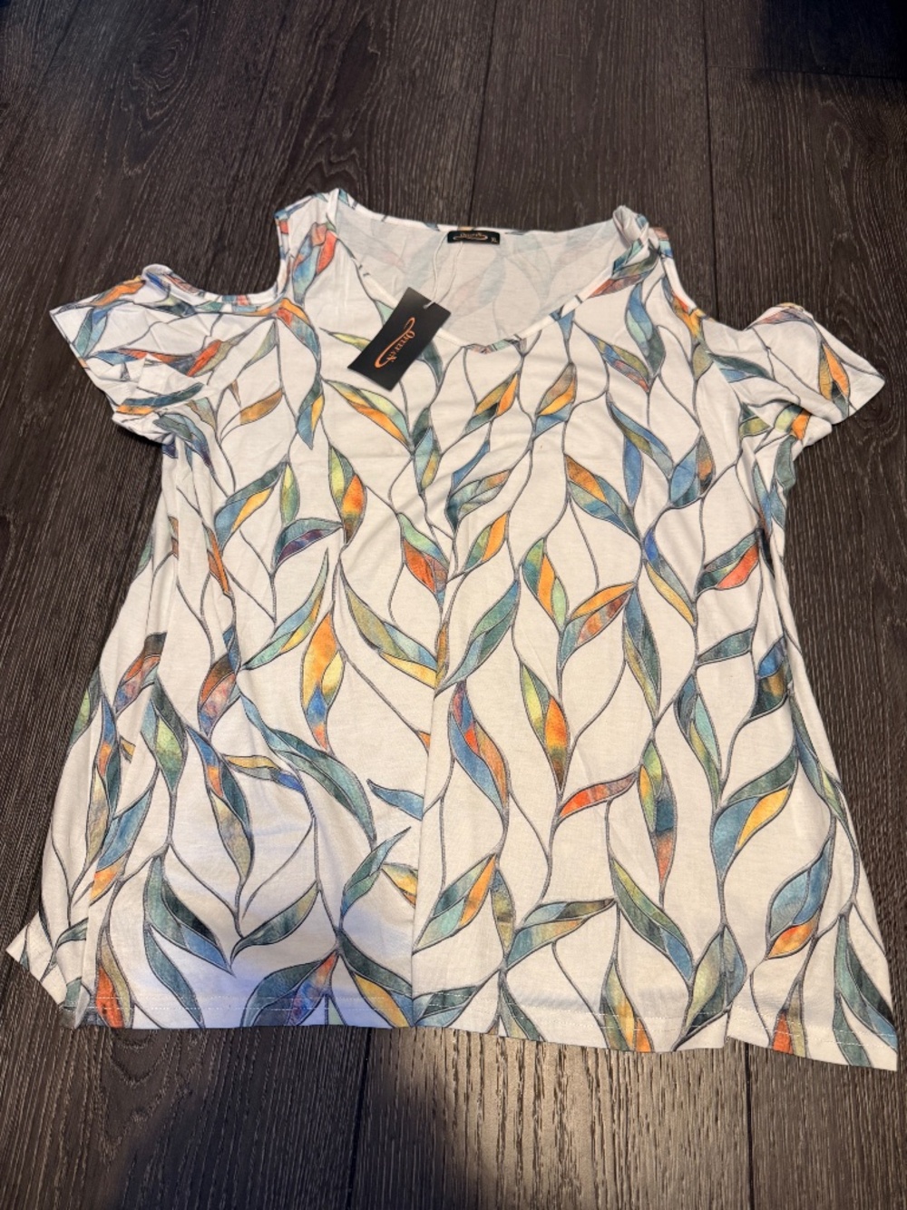 Cold shoulder summer print top